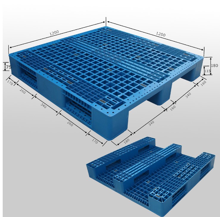 1200 x 1200 Blue Rackable Open Deck Plastic Pallet for Storage