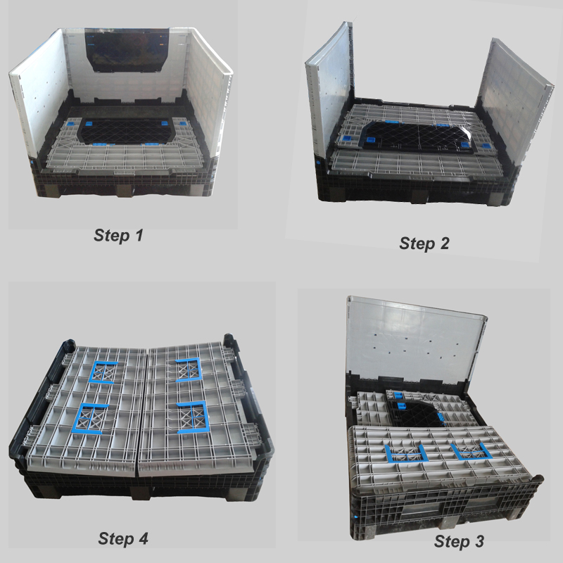 Foldable Pallet Container Bulk Plastic Storage Bins with Lids