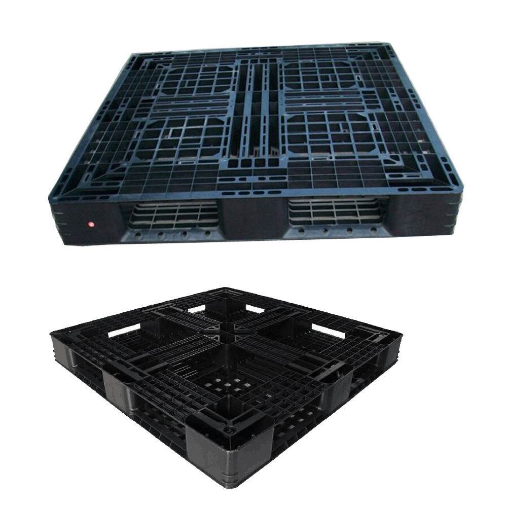 1200*800 Full Perimeter Open Deck Rackable Black Plastic Pallets
