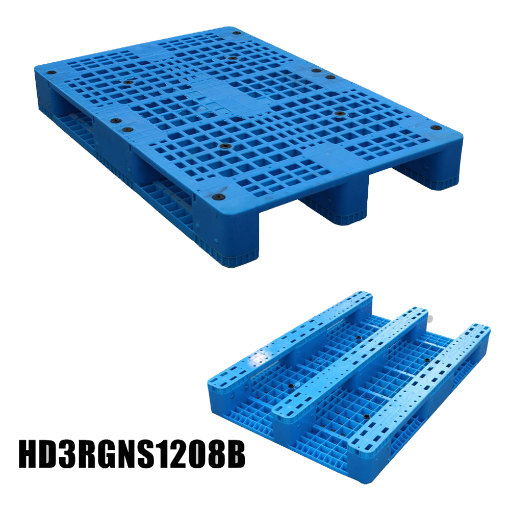 1200*800 Three Runners Hdpe Blue Plastic Pallet