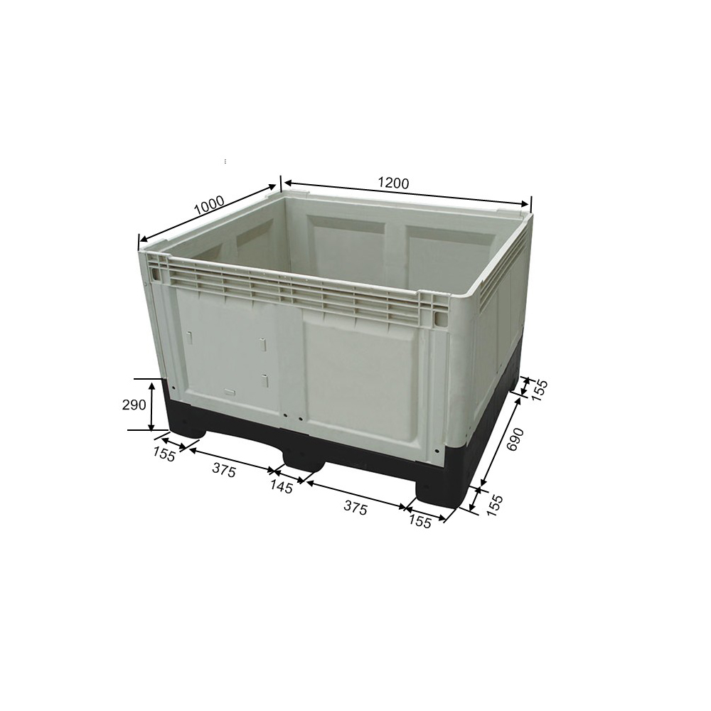 1200*1000*810 Closed Walls And Grid Bottom Reusable Storage Plastic Pallet Container