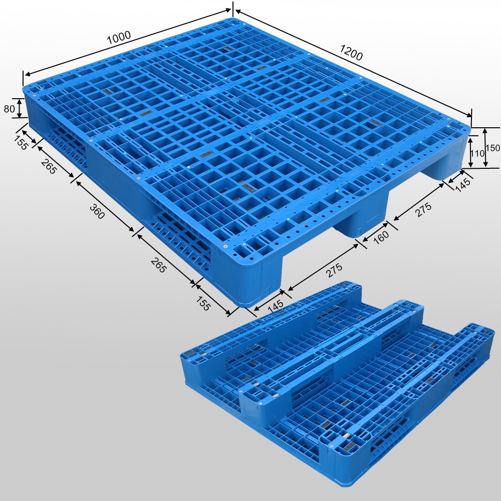 1200*1000 Three Runners Single Face Open Deck Industry Plastic Pallet